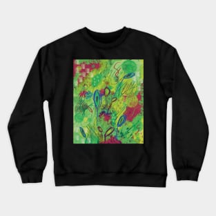 Colorful abstract happy floral burst of colors in green, yellow, blue, purple, and magenta Crewneck Sweatshirt